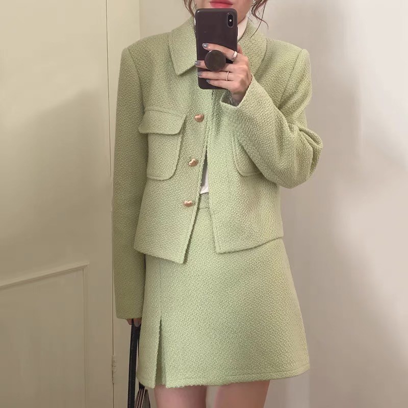 Set váy vải Tweed tiểu thư siêu sang chảnh - Order Taobao | Sét áo và chân váy dạ cao cấp phong cách Hàn Quốc siêu xinh