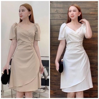 Đầm váy freesize xếp li eo 2 màu