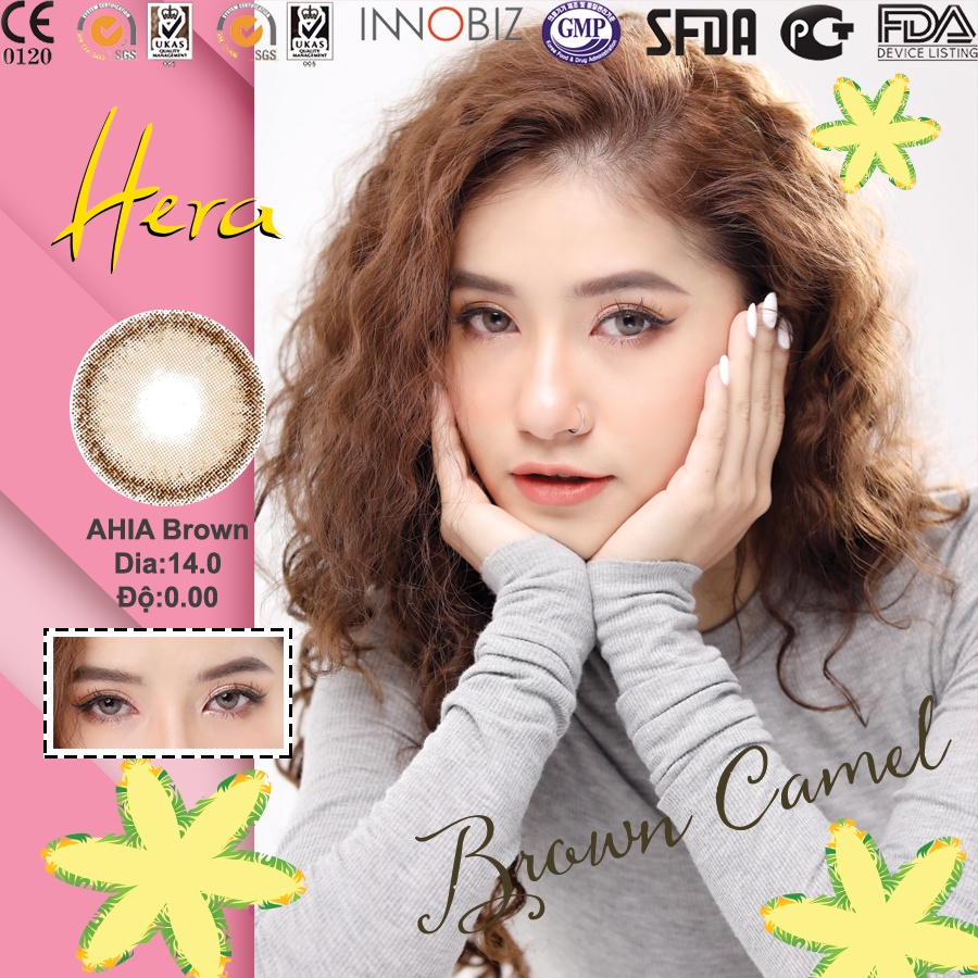 Kính Áp Tròng Hera AHIA Brown Hàn Quốc Lens Nâu Dia 14.0 Có Độ Cận