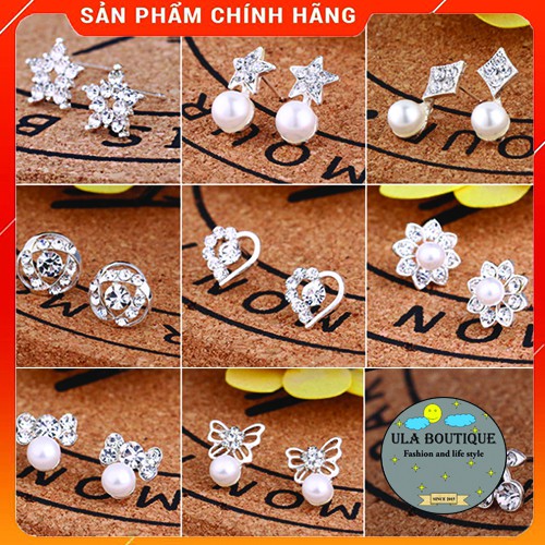 Bông tai nữ đính đá lấp lánh ULA BOUTIQUE phong cách Hàn Quốc xinh xắn dễ thương