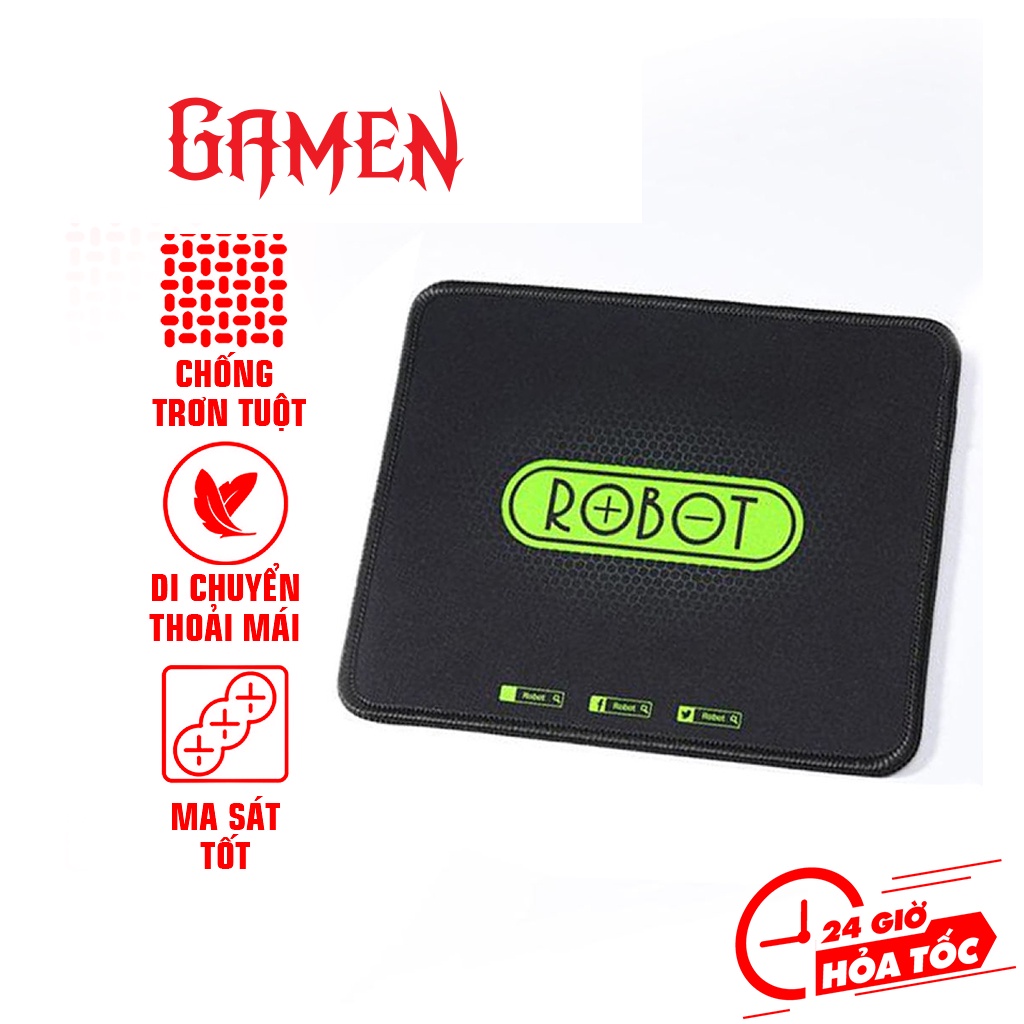 Miếng Lót Chuột Kiểu Dáng Gaming ROBOT RP01 Kích thước 22 x 18 cm Chất liệu: Vải + Cao su l HÀNG CHÍNH HÃNG