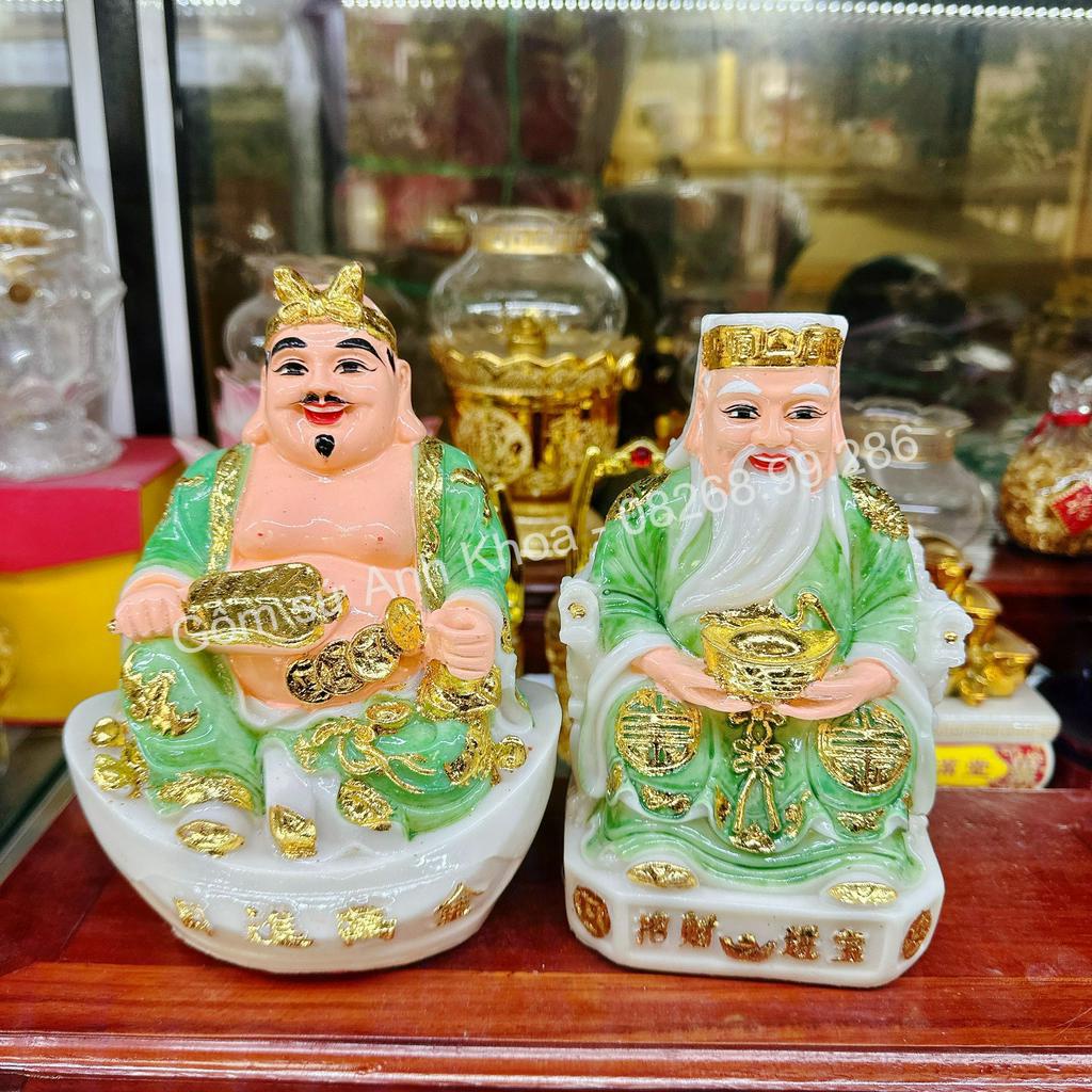 Bộ Tượng Thần tài- Thổ địa bày ban thần tài ( đỏ-vàng-xanh) gomsudecor21