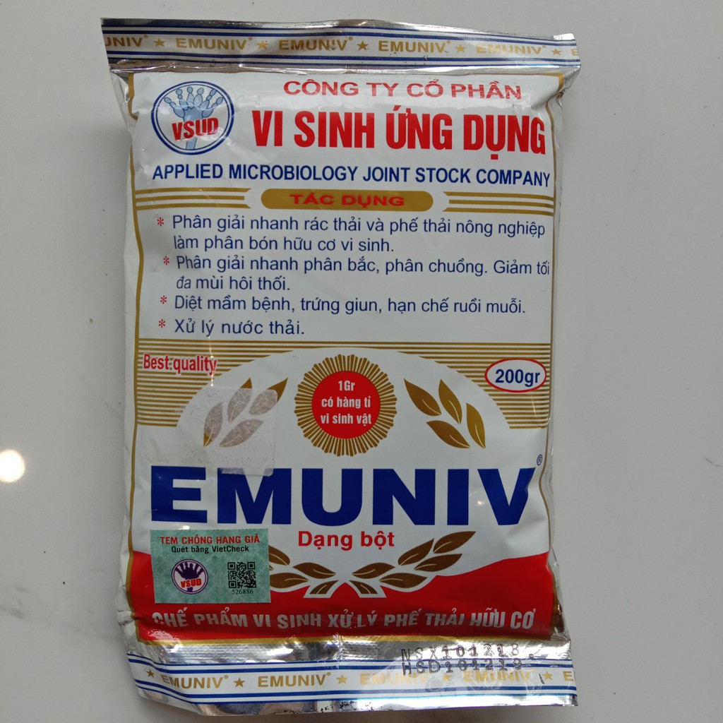 Chế phẩm vi sinh EMUNIV dạng bột gói 200g dùng ủ phân hữu cơ (Vườn Sài Gòn - Vuon Sai Gon)