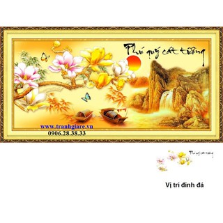 Tranh đính đá phong cảnh Phú Quý Cát Tường. Kích thước: 100x50cm