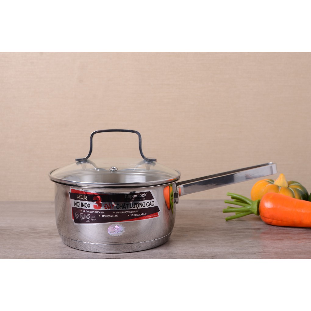 Nồi inox 3 đáy nắp kiếng Happy Cook Milan Plus MLGX