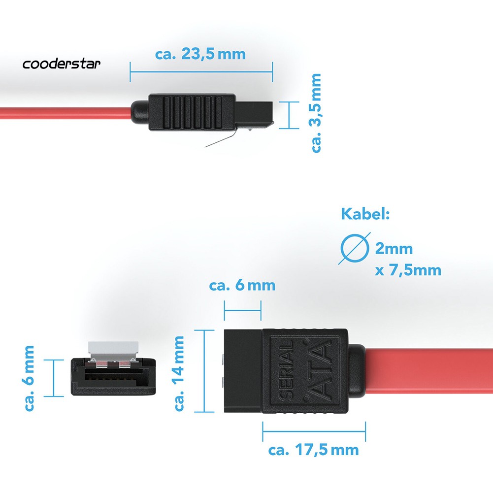 3 Dây Cáp SATA 3.0 Tốc Độ Cao Dài 0.5m, 6Gbp / s SDD HDD 90 Độ