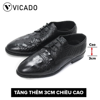 Giày tăng chiều cao nam da bò cao cấp công sở Oxford Vicado VA0021 màu đen