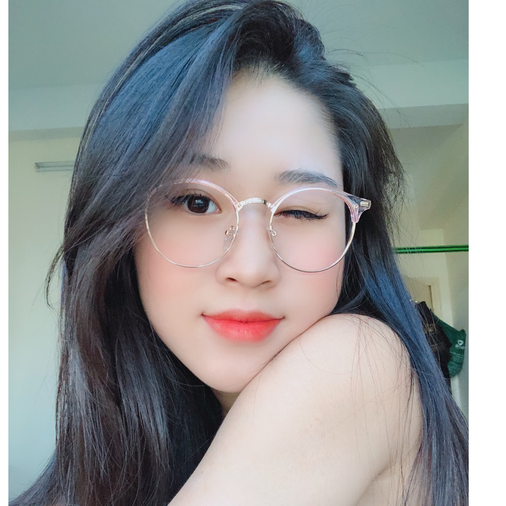 Gọng kính cận kim loại mắt tròn thời tran nữ Lilyeyewear 9301