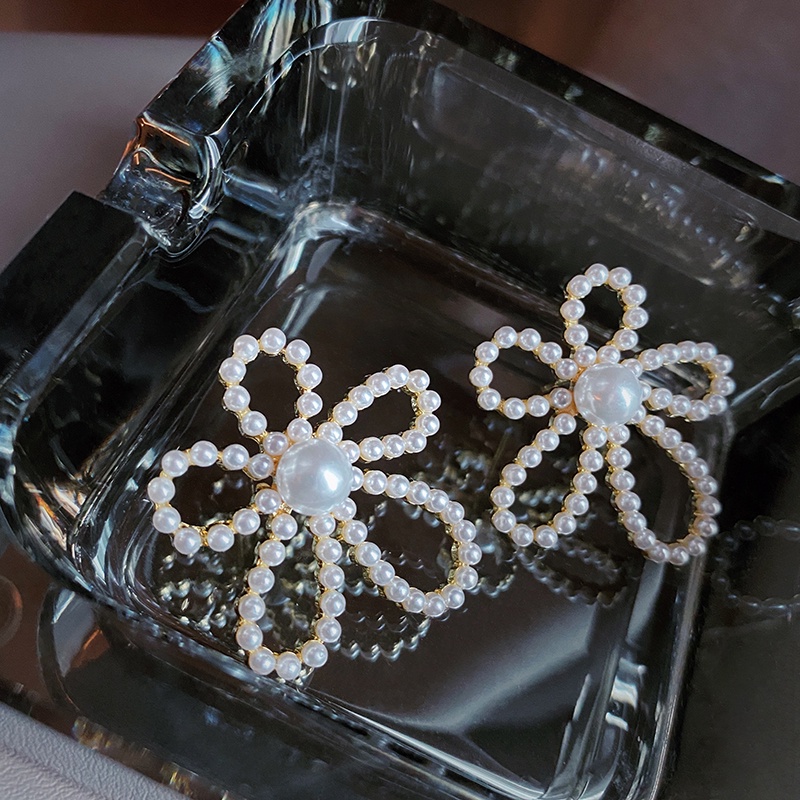 Bông Tai Mạ Bạc 925 Hình Hoa Đính Ngọc Trai Thời Trang Hàn Quốc 2022