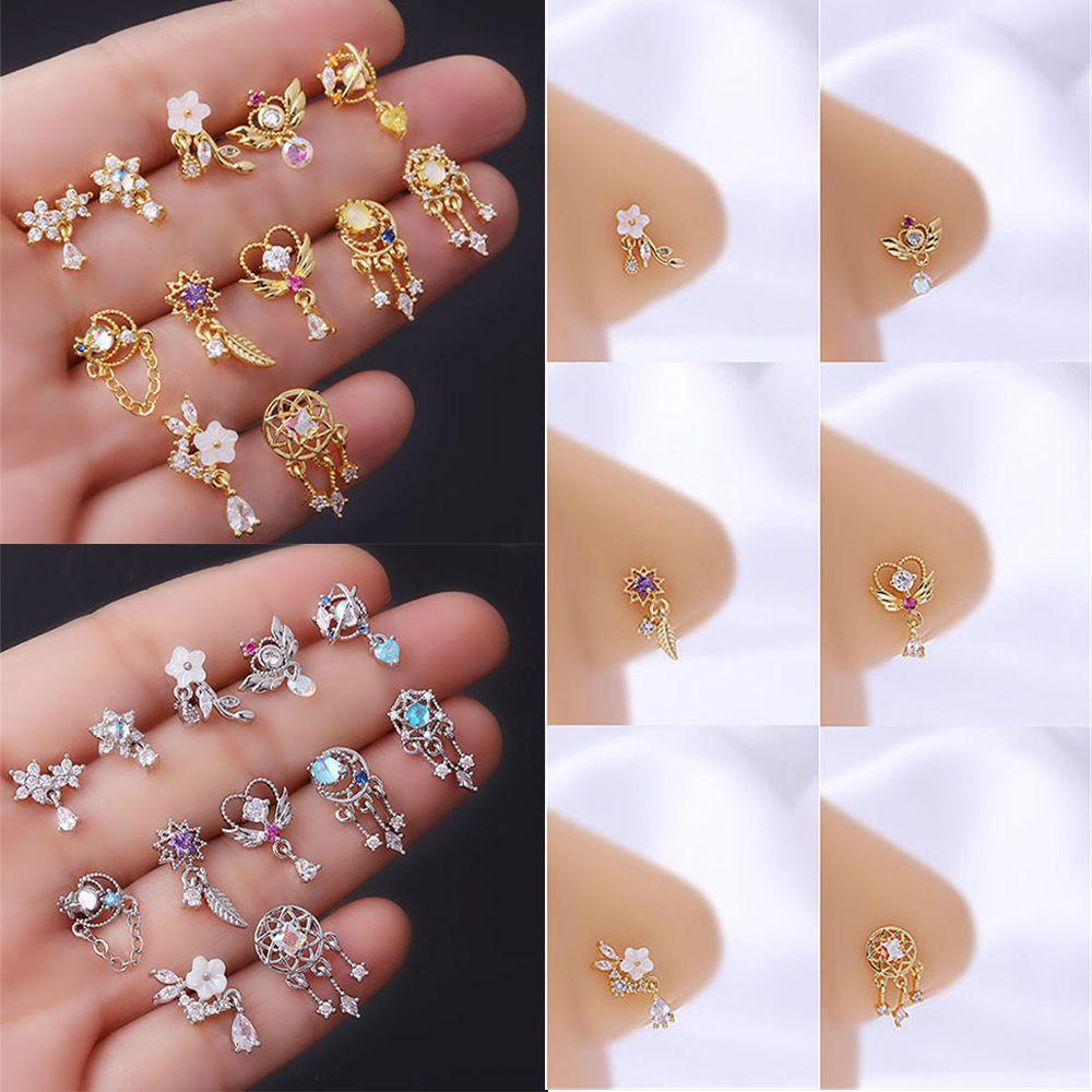 Khuyên Mũi Dáng Dài Bằng Thép Không Gỉ Trang Sức Sáng Tạo