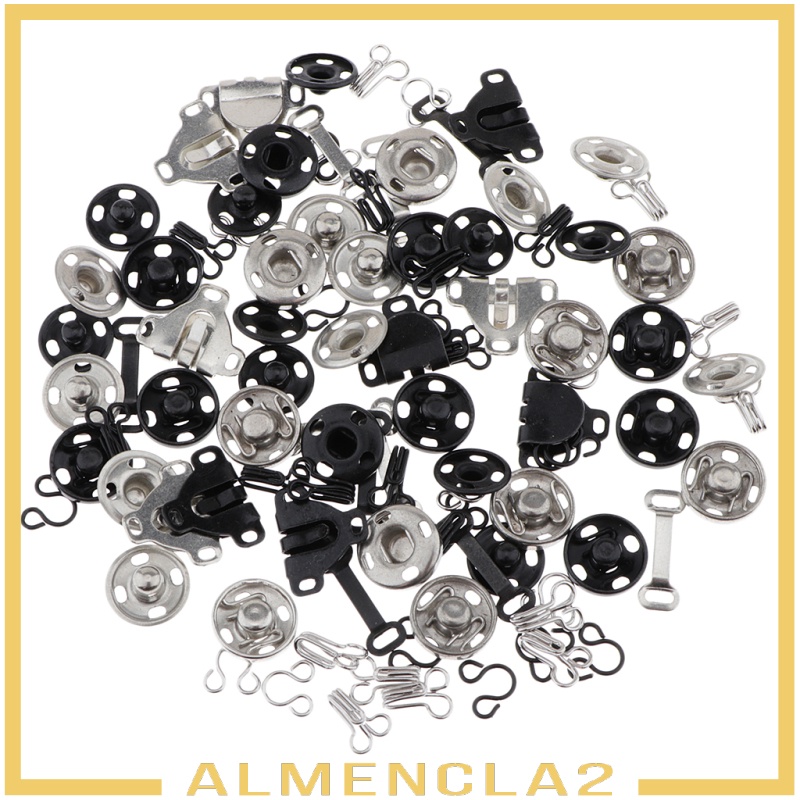 [ALMENCLA2] 50 Sets Sew-on Hook and Eye Fasteners Closure Press Snap Buttons DIY Sewing