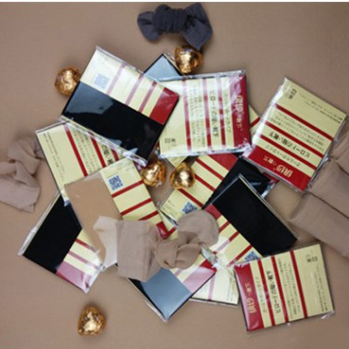 Tất da chân lụa cổ ngắn nữ Moji Nhật Bản dệt kim pha lê siêu mỏng dai trong suốt chống trượt màu da nude đen