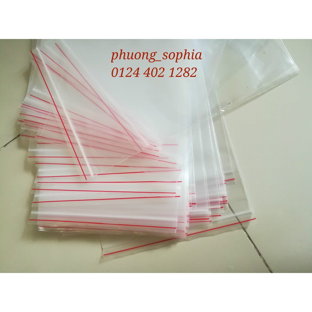 [50 túi] Túi zipper / zip chỉ đỏ 6x8cm