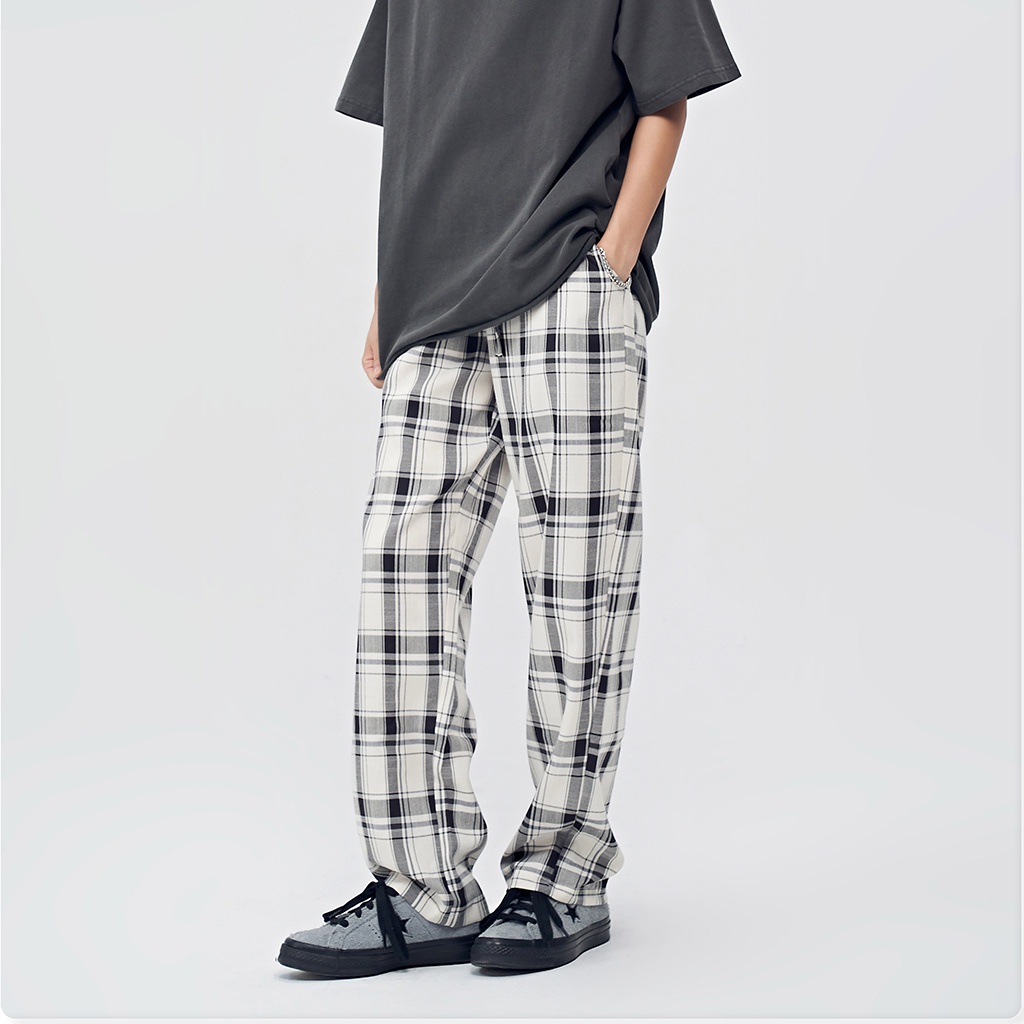 Quần Kẻ Caro Nữ Ống Suông Rộng Culottes Unisex PLAID Gam Màu Pastel ULZZANG Kiểu Quần Ống Rộng Nữ Cạp Cao Leevin Store