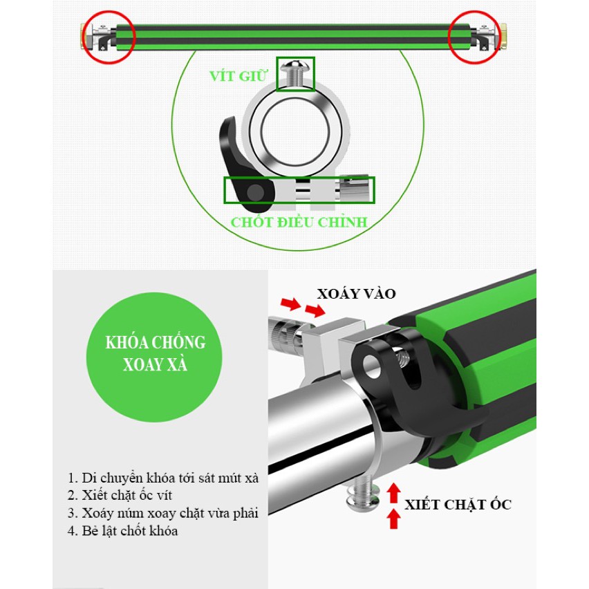 Xà Đơn Gắn Cửa Chống Xoay Chính Hãng Điều Chỉnh Kích Thước Tùy Ý 60cm-