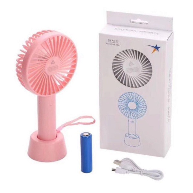Quạt Tích Điện Cầm Tay, Có Đế Để Bàn. 3 Tốc Độ Gió Siêu Mát , Loại 1
