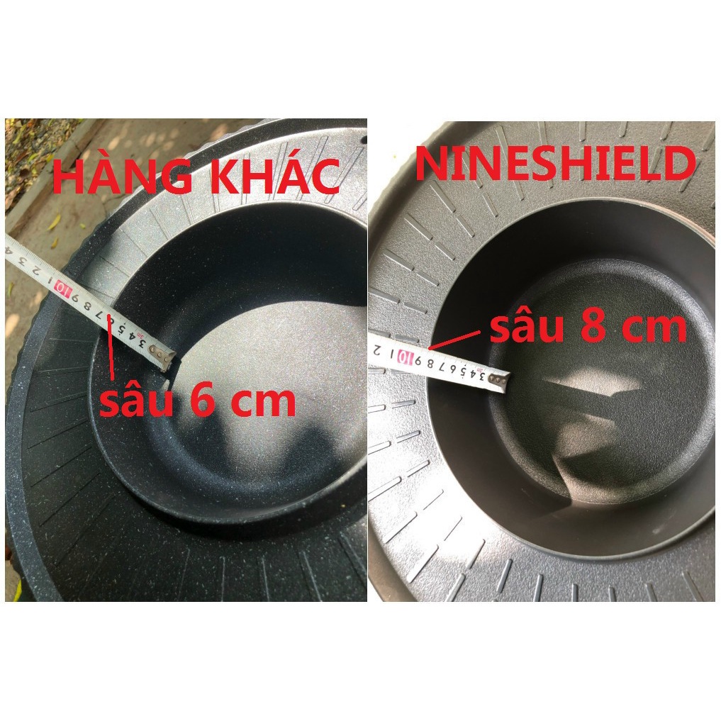 Bếp lẩu nướng đa năng - Bếp lẩu nướng không khói 2 trong 1 NINESHIELD - Thích hợp 5 đến 8 người, 2 mâm nhiệt độc lập