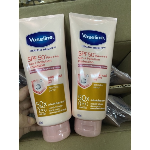 ( Mới ) Dưỡng thể chống nắng Vaseline Healthy White Sun+Pollution Protection Serum SPF50+ PA++++ ( thái lan )