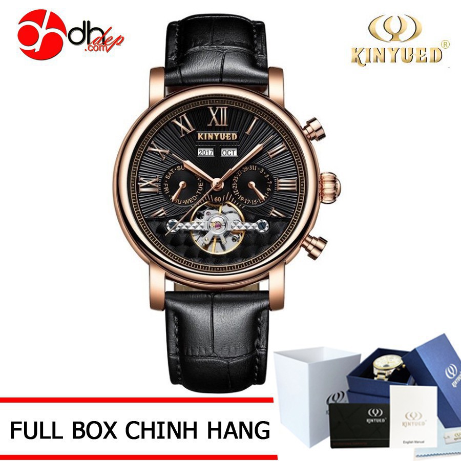 [SALE] Đồng hồ Nam lộ cơ Kinyued dây da sang trọng [BẢO HÀNH CHÍNH HÃNG]