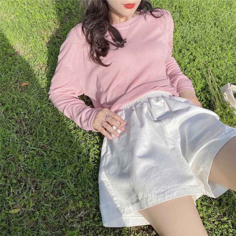 Quần Short Denim Thể Thao Lưng Cao Ống Rộng Thời Trang Mùa Hè Phong Cách Hàn Quốc Cho Nữ