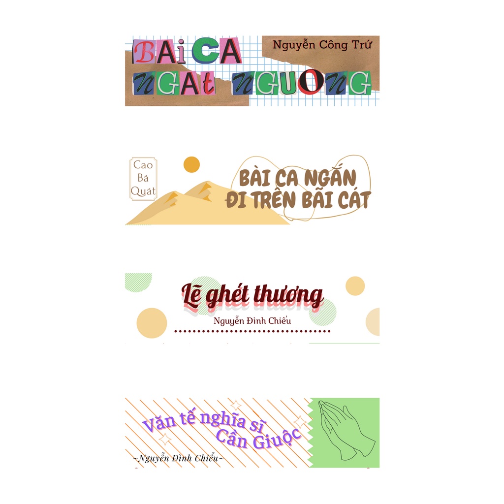 Set 26 sticker Ngữ Văn 11 - Có tựa đề bài văn học lớp 11 cả 2 học kì