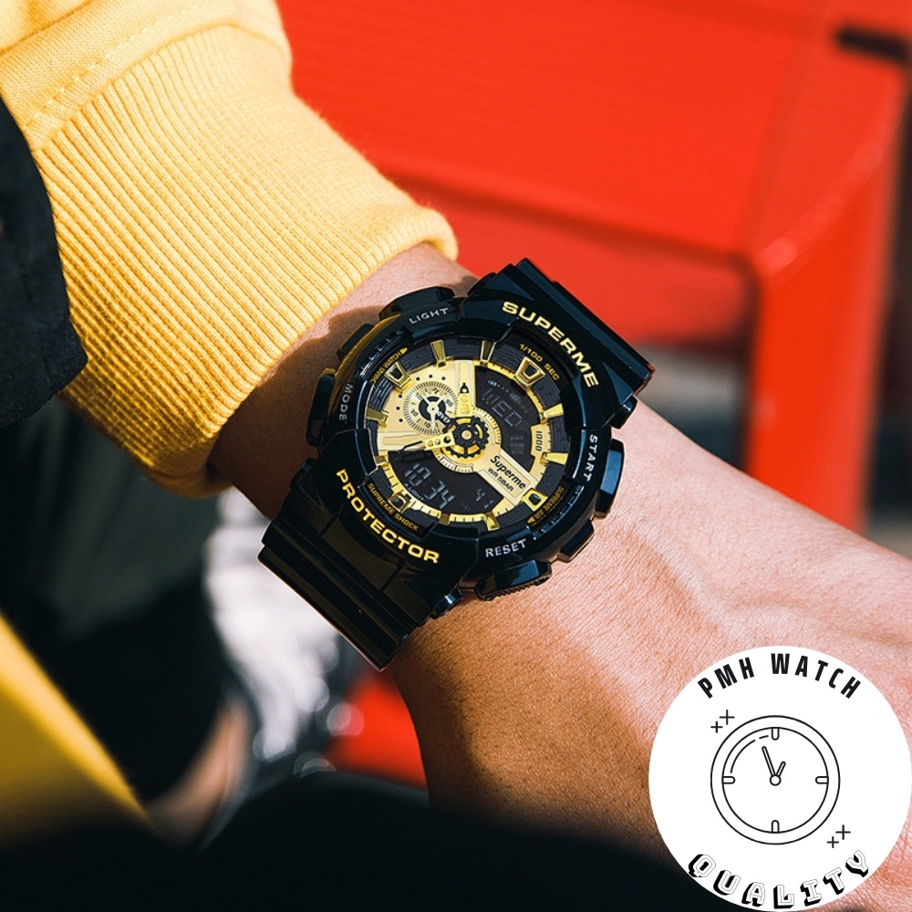 Đồng hồ đeo tay nam, Đồng hồ unisex thể thao GA110 màu đen vàng 55mm × 51,2mm × 17,4mm | BigBuy360 - bigbuy360.vn
