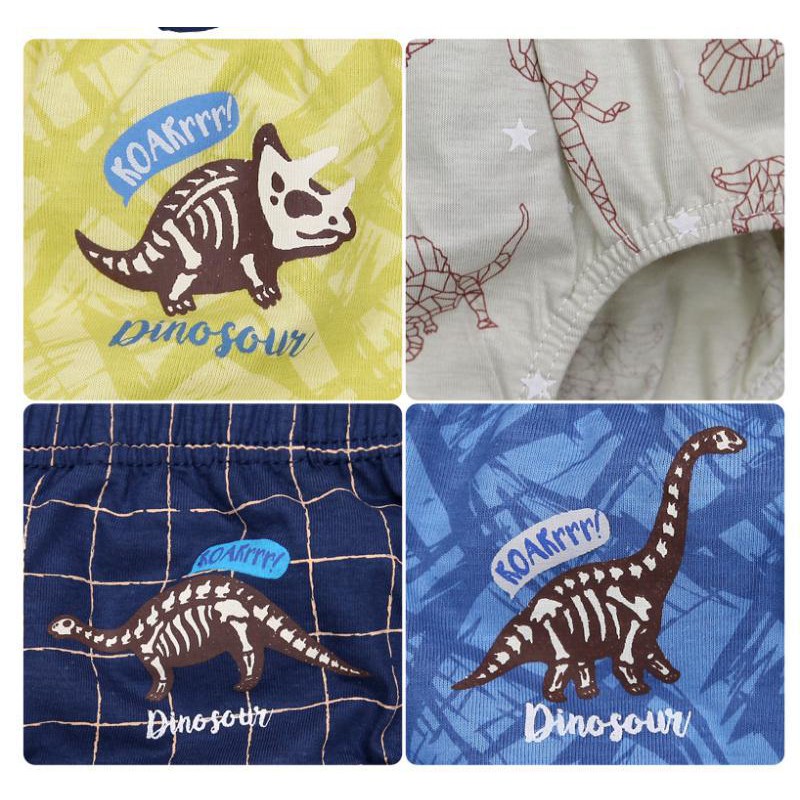 Hộp 5 quần lót bé trai Hàn Quốc 100% cotton mẫu Máy Bay-Khủng Long