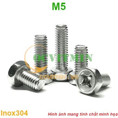 5BT# - Ốc Bake Đầu Dạng Lục Giác M5 Inox 304 Hơi Hút Nam Châm