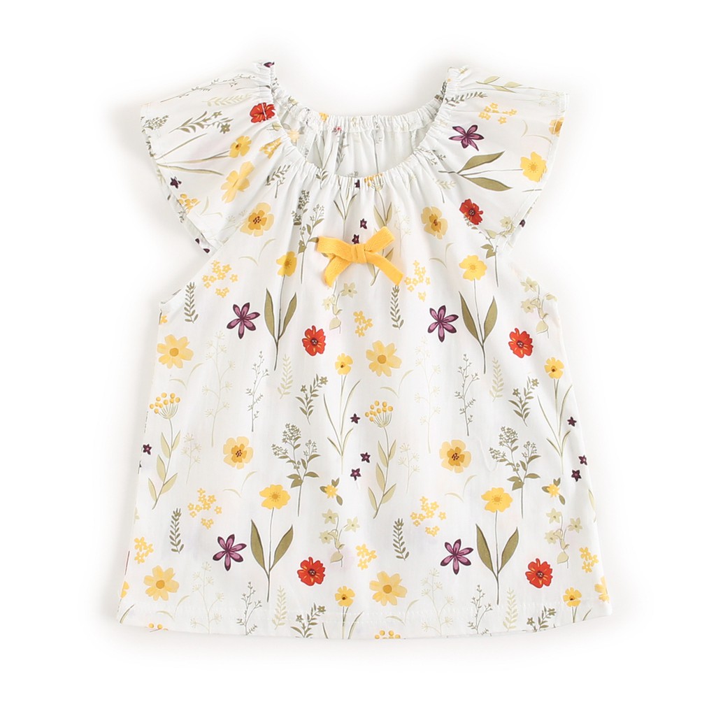 Set Quần Sọt + Áo Tay Cánh Tiên SANLUTOZ Vải Cotton Họa Tiết Hoa Phong Cách Thời Trang Hè Cho Bé Gái