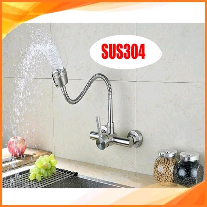 Vòi rửa chén bát nóng lạnh gắn tường
