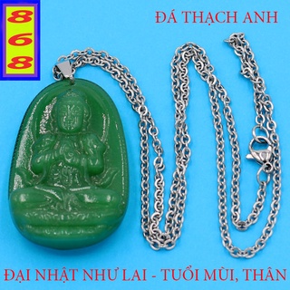 [Tuổi Mùi, Thân] Dây Chuyền Mặt Phật Đại Nhật Như Lai Màu Xanh Lá Size 3.6cm, 5cm - Tặng Kèm Móc Inox