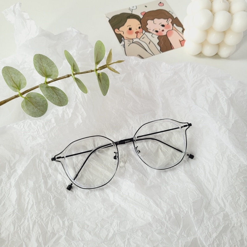 Kính giả cận, Gọng kính cận bo tròn nữ kim loại cao cấp 01341 chống ánh sáng xanh, UV400  Jolie eyewear