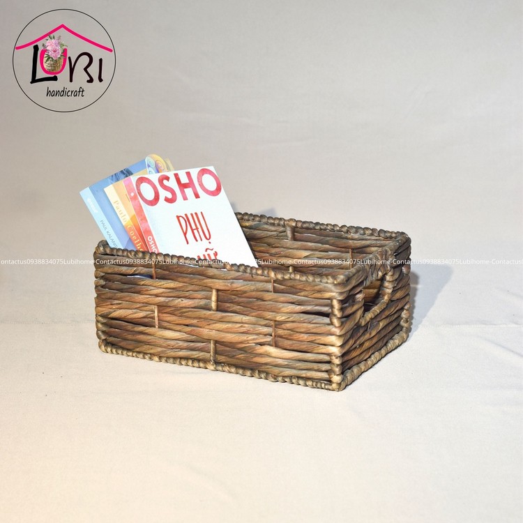 Giỏ lục bình đan vặn ba sợi ngang