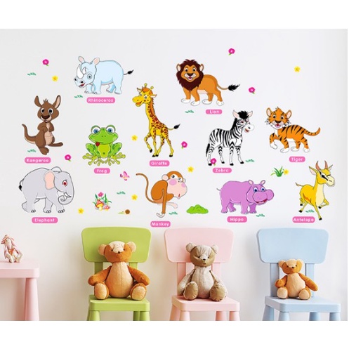Combo Decal giấy dán tường nhiều mẫu hoạt hình thước đo cho bé ( nhiều mẫu )