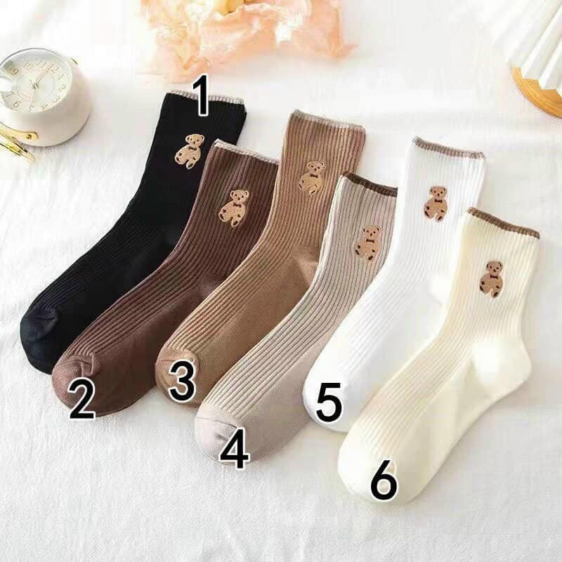 LỐ 10 ĐÔI TẤT GẤU CỔ CAO LEN GÂN MÀU VINTAGE CHO NỮ SIÊU ĐẸP
