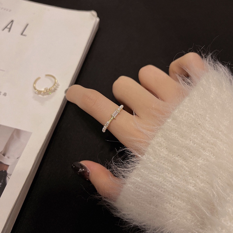 Nhẫn hở đính đá zircon hình hoa phong cách Hàn Quốc thời trang cho nữ