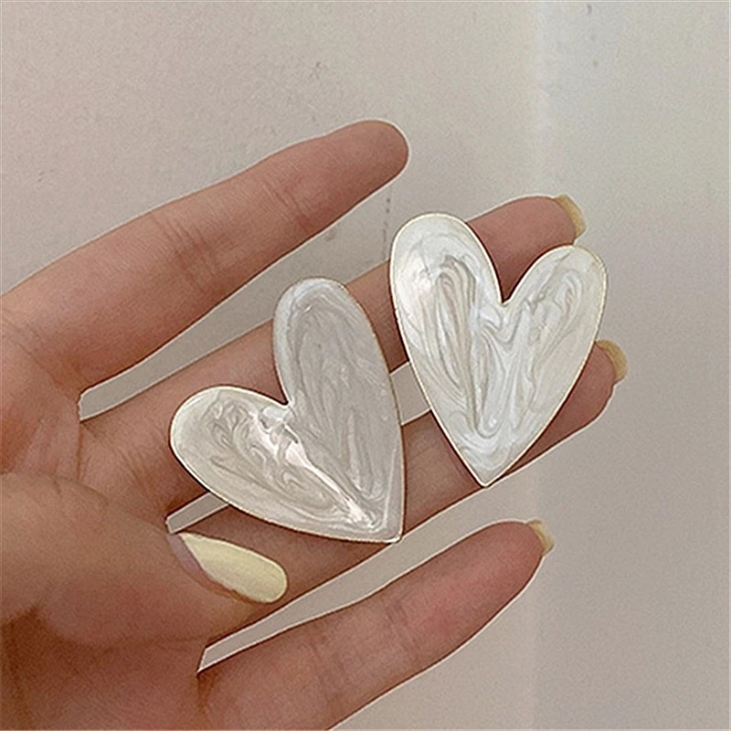 Bông tai hình trái tim tráng men màu sáng khí chất phong cách Âu Mỹ cho nữ