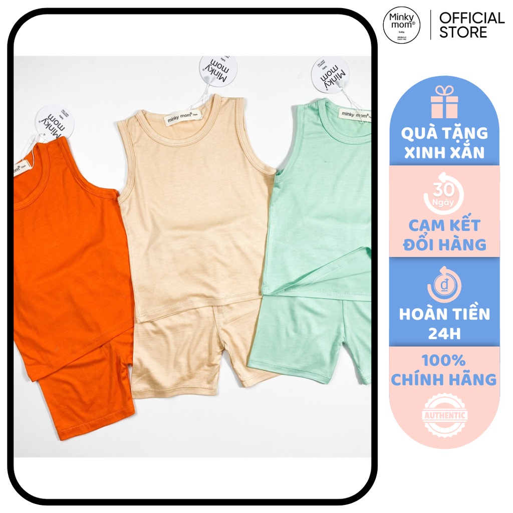 [SALE] Bộ Ba Lỗ Bé Trai, Bé Gái Minky Mom Vải Thun Lạnh Basic Nhiều Màu, Bộ Quần Áo Trẻ Em 3 Lỗ Thoáng Mát MKM3LO2109