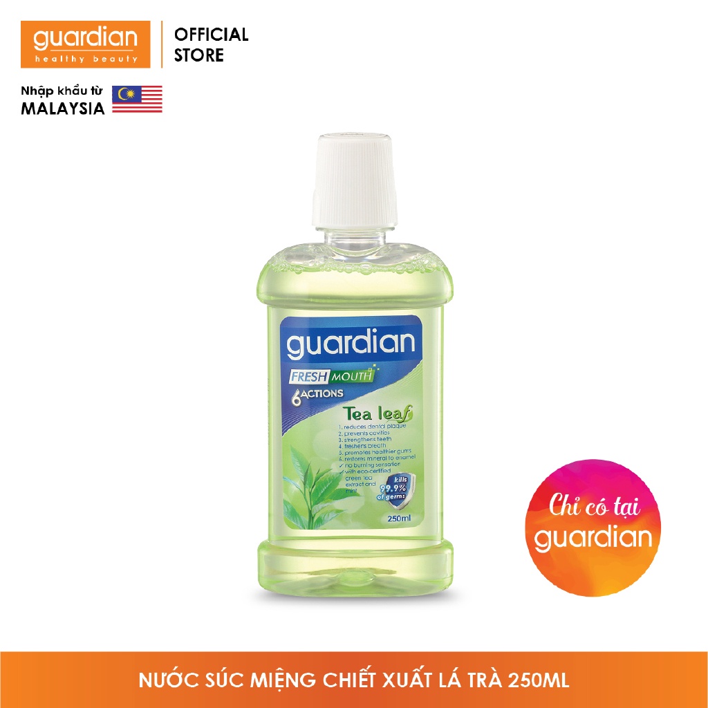 Nước súc miệng Guardian chiết xuất lá Trà Xanh – 6 tác động tươi mát cho vùng miệng (250ml)