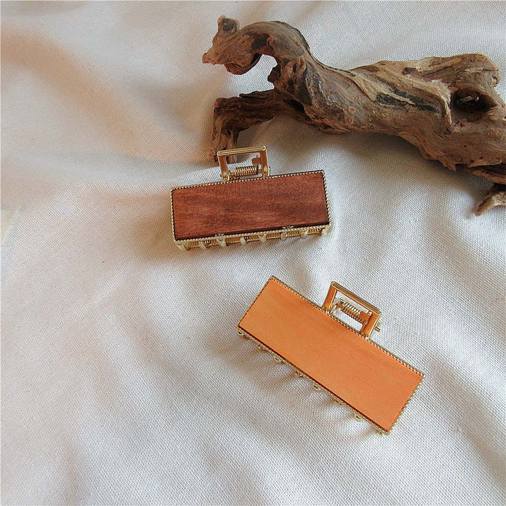 Kẹp Tóc Nhựa Họa Tiết Vân Gỗ Cổ Điển Cho Nữ