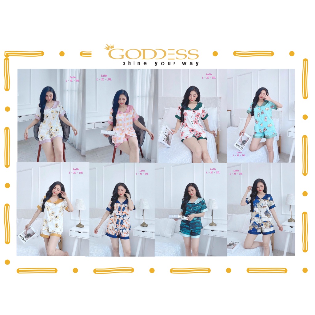 Bộ đồ Pijama Lụa Latin Mango 💖 Đồ bộ đùi hoạ tiết xinh xắn Bigsize 40-75kg cao cấp mát lịm
