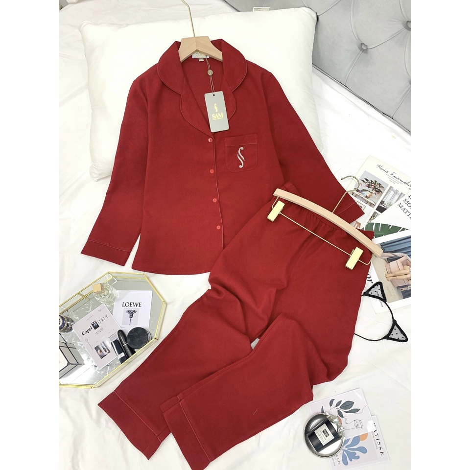 Bộ đồ Pyjama mặc nhà hãng SAM, Chất nhung tăm dày dặn dáng dài ấm áp, Thiết kế kiểu trơn đơn giản nữ tính | BigBuy360 - bigbuy360.vn