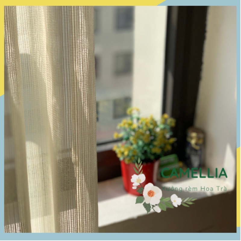 Rèm cửa sổ voan vintage cao cấp trang trí phòng ngủ, phòng khách, spa, homestay giá rẻ CAMELLIA V011