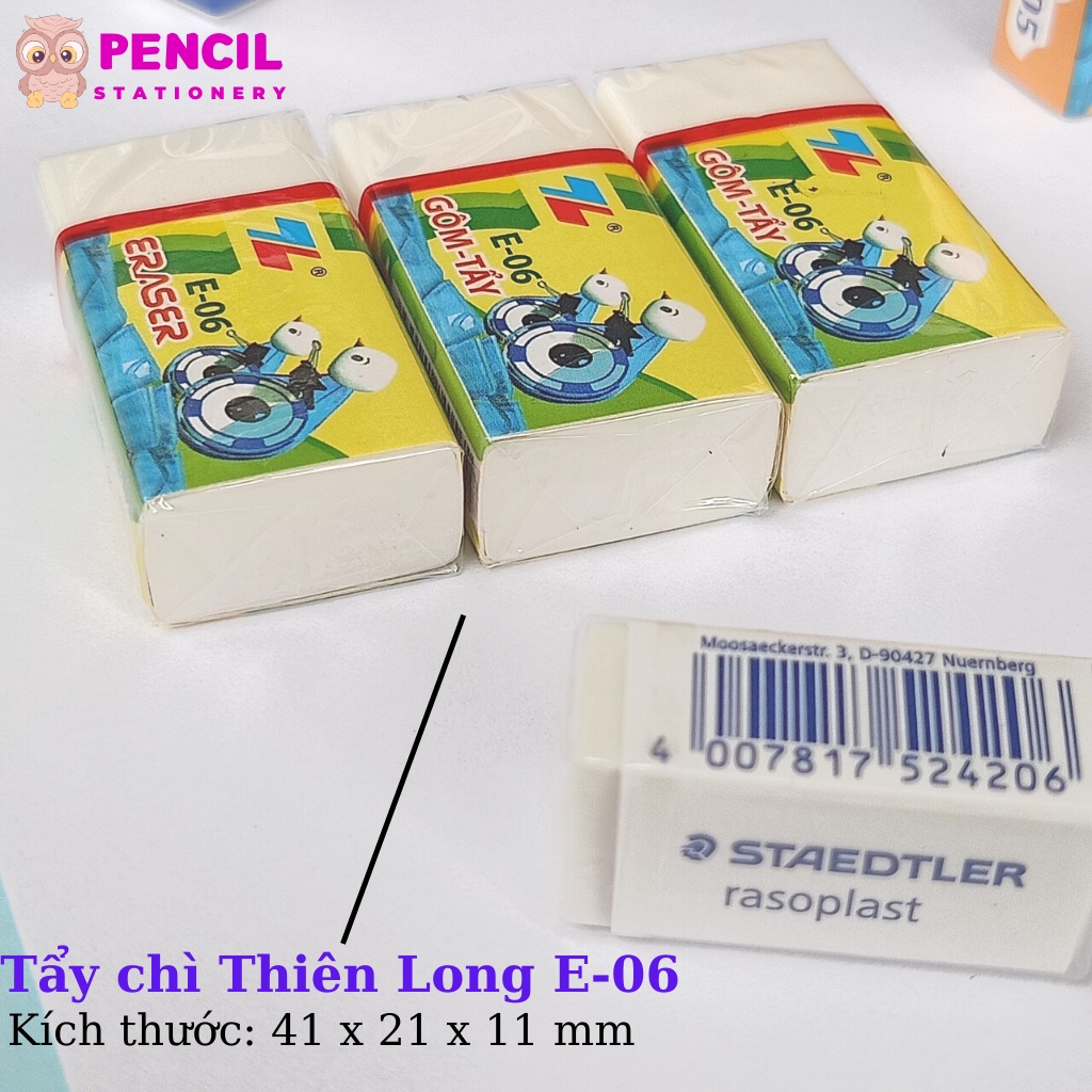 Gôm Tẩy Bút Chì Thiên Long Staedtler Pentel Dễ Thương, Gôm Tẩy Sạch Ít Bụi An Toàn Không Độc Hại