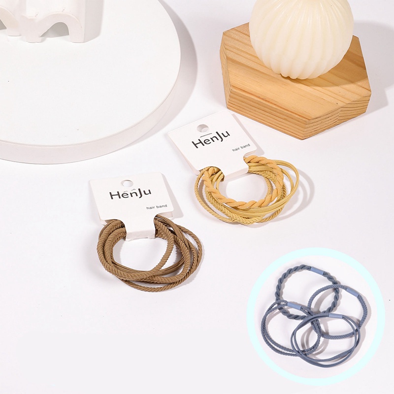 Dây Buộc Tóc Co Giãn Cao 4 Trong 1 Màu Sắc Ngẫu Nhiên Cho Nữ