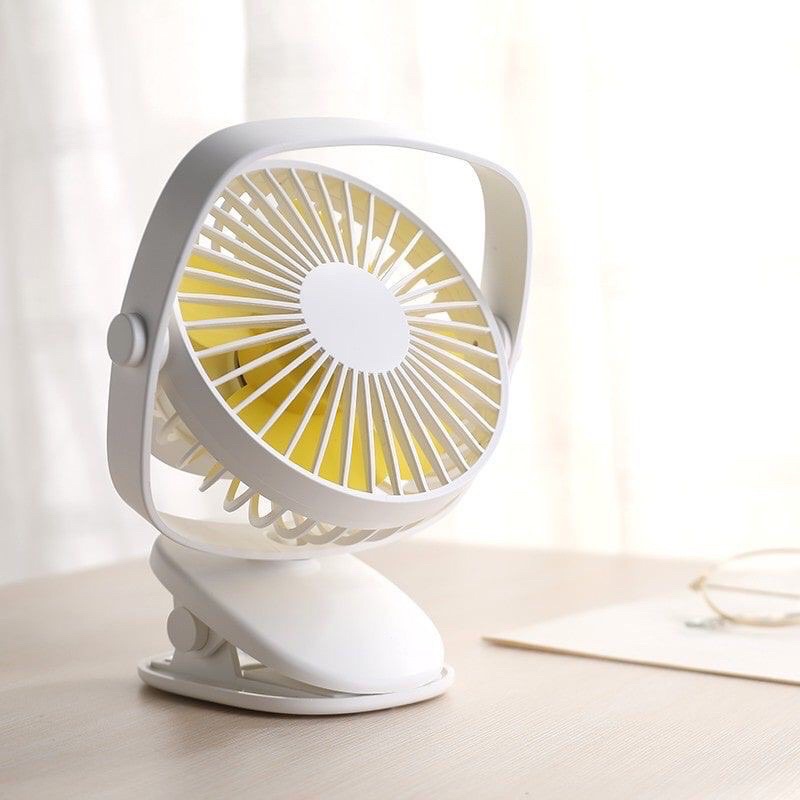 Quạt mini, tích điện, kẹp để bàn thích hợp dùng cho dân văn phòng, kẹp xe đẩy cho bé