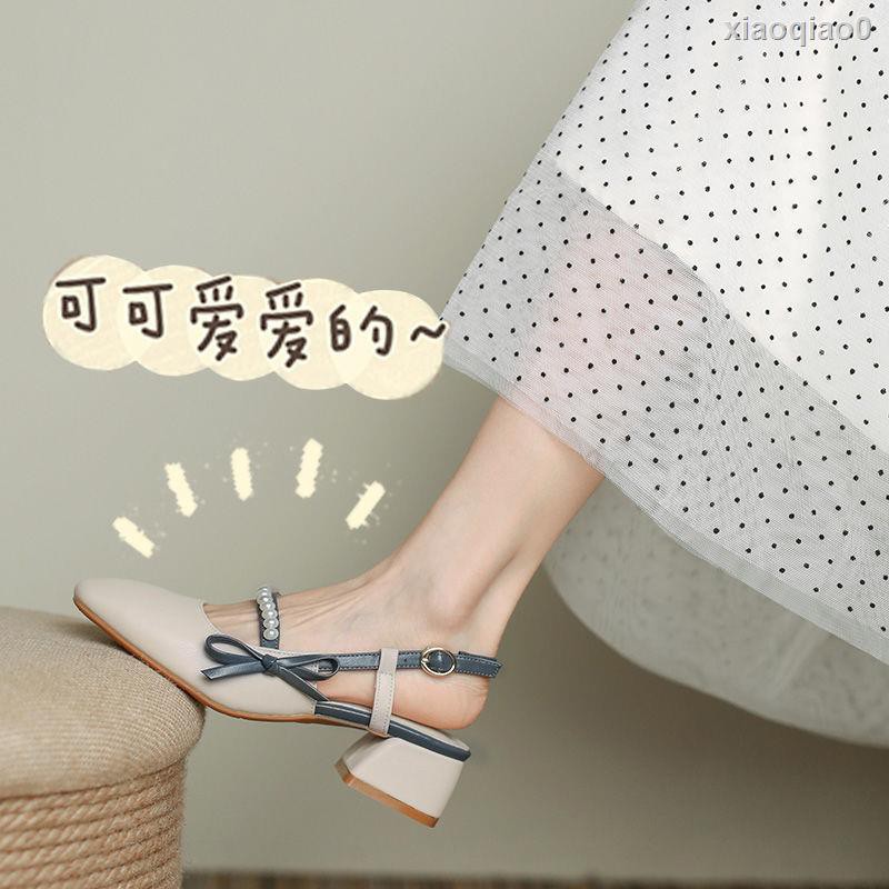 Giày Sandal Da Mary Jane 2021 Đế Thô Phong Cách Trẻ Trung