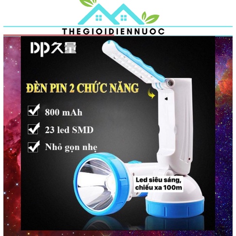 Đèn pin Led siêu sáng (chiếu xa), 2 chế độ sáng (2 đầu gập 90-180 độ), đèn pin cầm tay đa chức năng DP-9035B