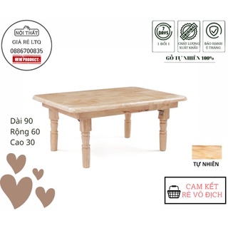 Bàn trà gấp gọn gỗ chân tiện 60x90