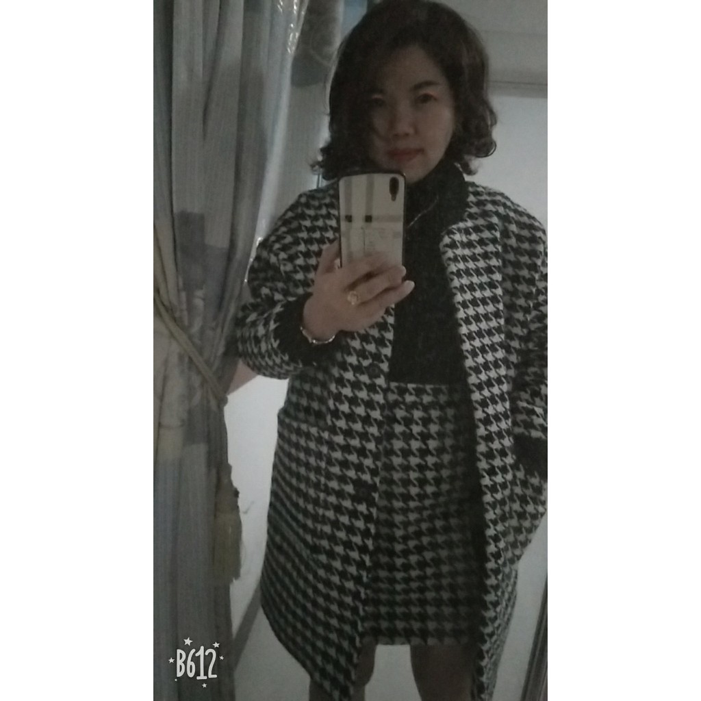 [Sẵn Hàng]♥️Set Áo Khoác Dạ+Chân Váy Kẻ Ulzzang(ảnh thật)Size S-&gt;2XL